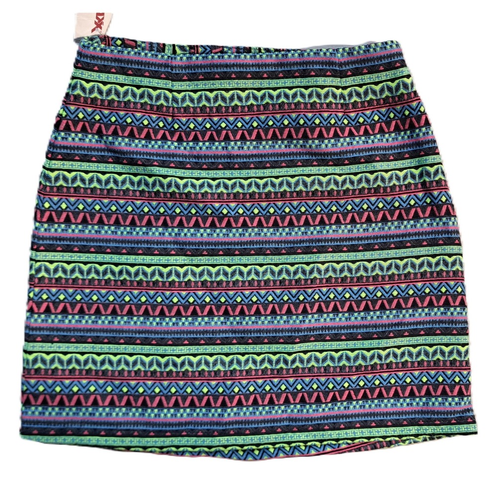 Shrinking Violet Geometric Stripe Tribal Tapestry Mini Skirt Woven Cotton XS NWT